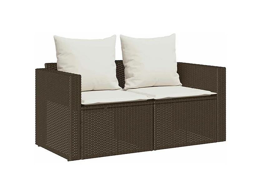 Salon de jardin 5 pcs avec coussins empilable marron polyrotin