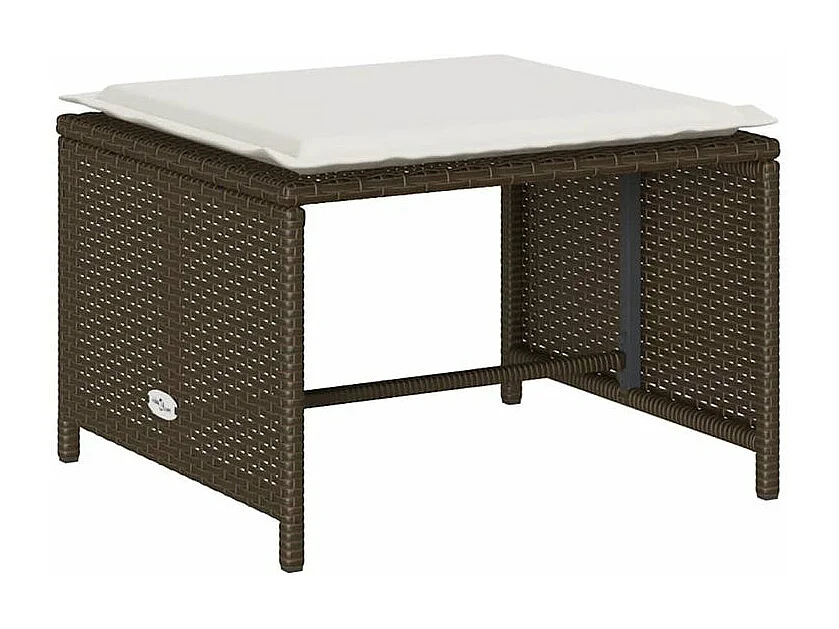 Salon de jardin 5 pcs avec coussins empilable marron polyrotin