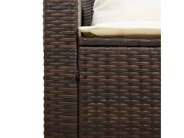 Salon de jardin 5 pcs avec coussins empilable marron polyrotin