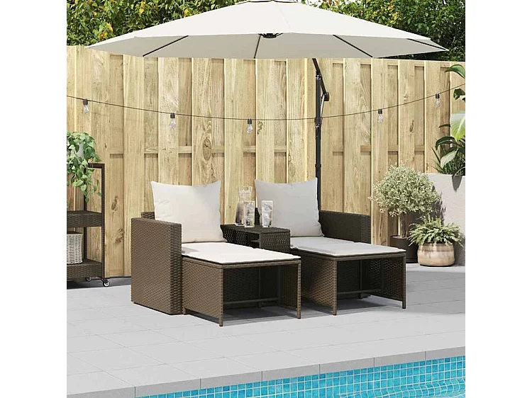 Salon de jardin 5 pcs avec coussins empilable marron polyrotin