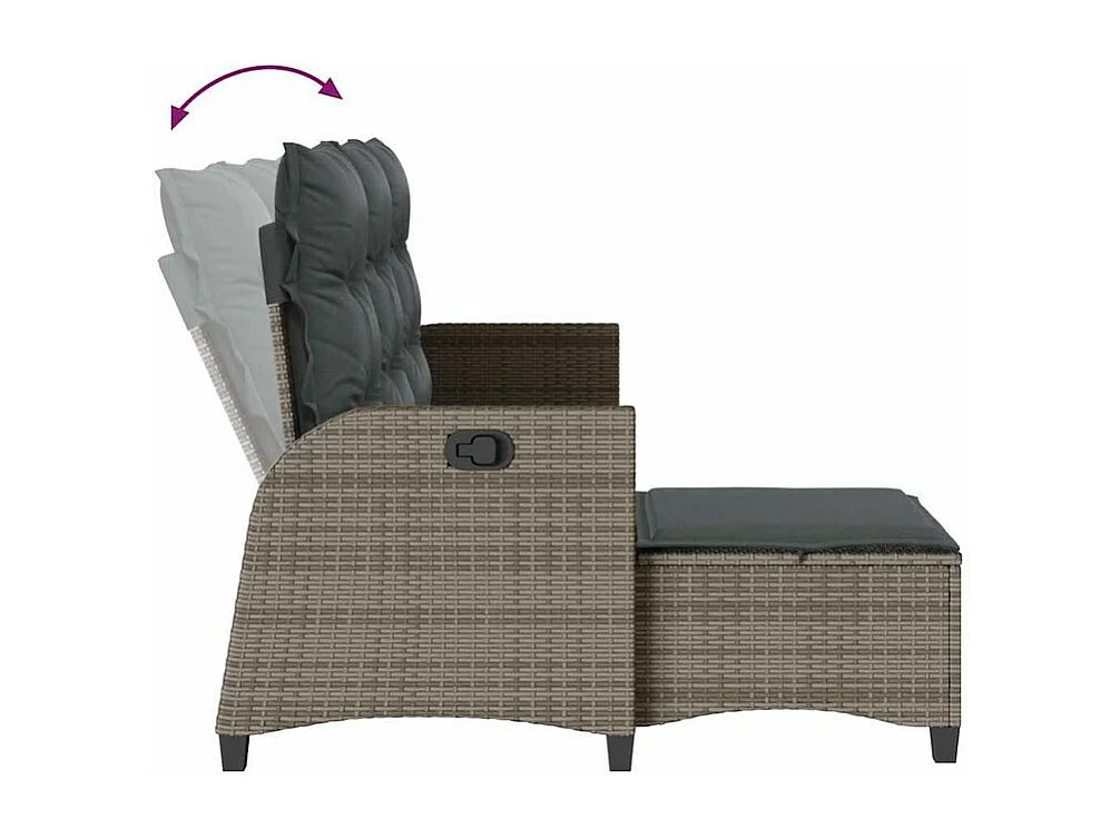 Salon de jardin 3 pcs avec coussins forme L gris résine tressée