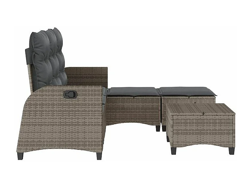 Salon de jardin 3 pcs avec coussins forme L gris résine tressée