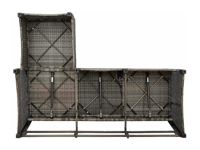 Salon de jardin 3 pcs avec coussins forme L gris résine tressée