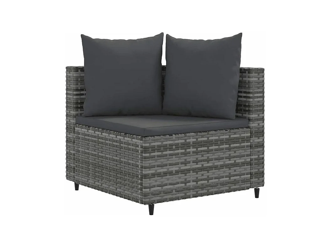Salon de jardin 6 pcs avec coussins gris résine tressée