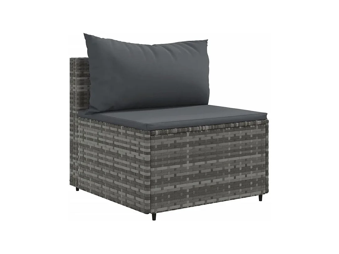 Salon de jardin 6 pcs avec coussins gris résine tressée