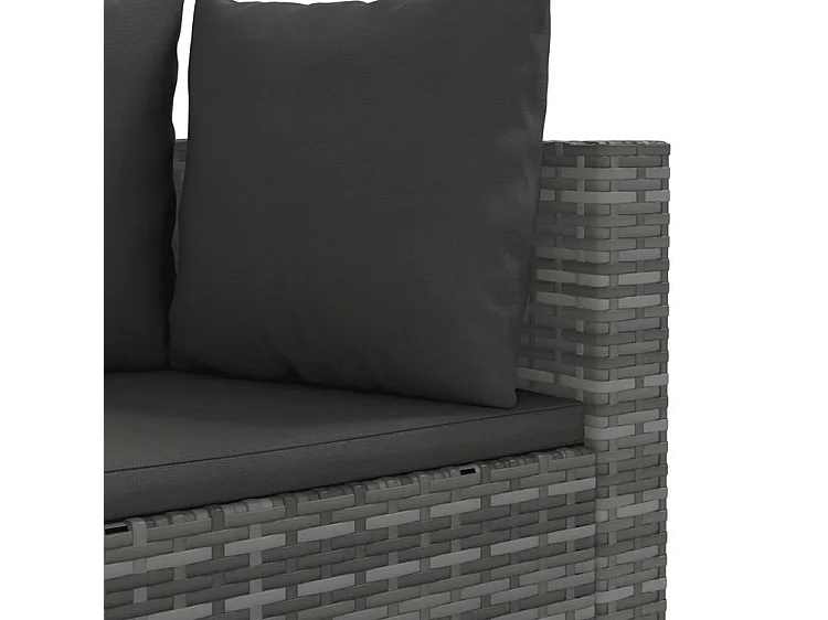 Salon de jardin 6 pcs avec coussins gris résine tressée