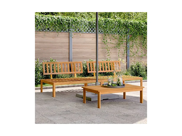 Canapés centraux palette de jardin 2 pcs bois massif d'acacia
