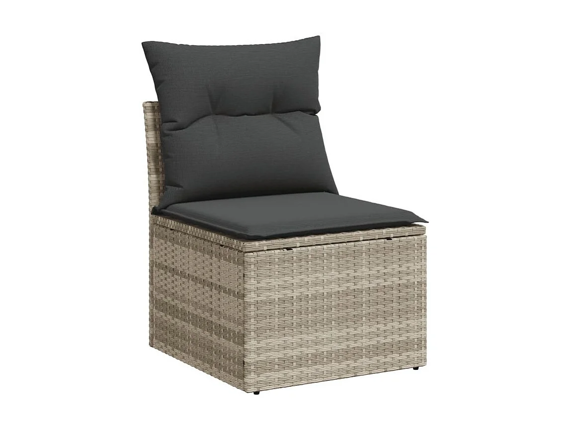 Salon de jardin avec coussins 7 pcs gris clair résine tressée