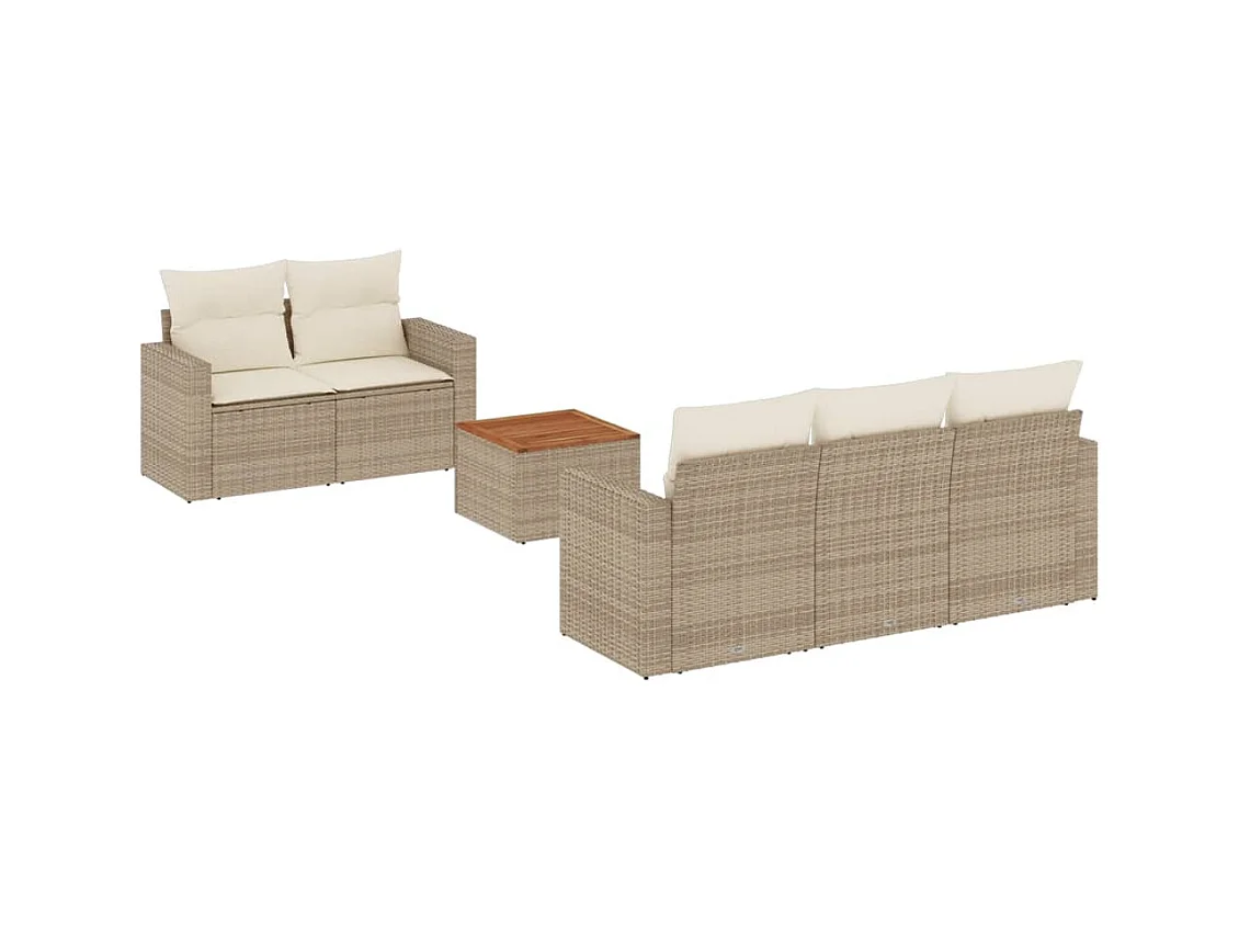 Salon de jardin avec coussins 6 pcs beige résine tressée
