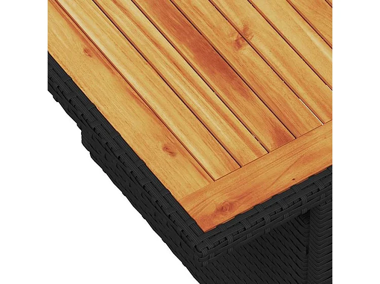 Salon de jardin 6 pcs avec coussins noir résine tressée acacia