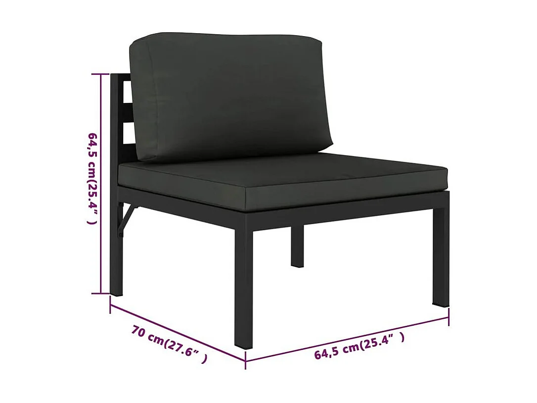 Salon de jardin 7 pcs avec coussins Aluminium Anthracite