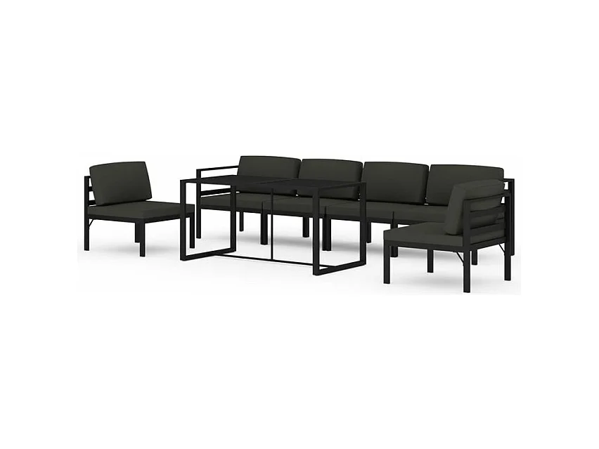 Salon de jardin 7 pcs avec coussins Aluminium Anthracite