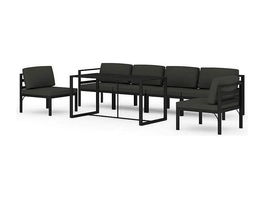 Salon de jardin 7 pcs avec coussins Aluminium Anthracite