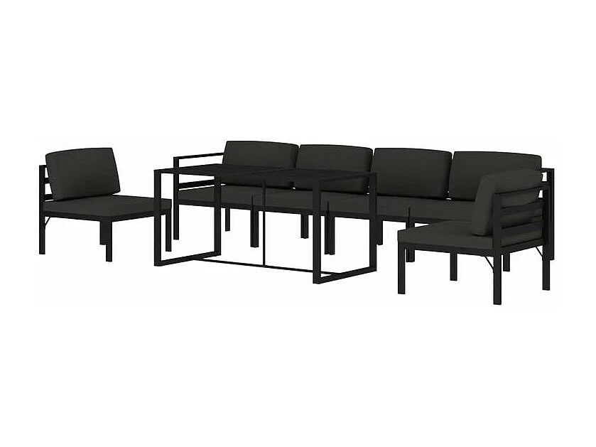 Salon de jardin 7 pcs avec coussins Aluminium Anthracite