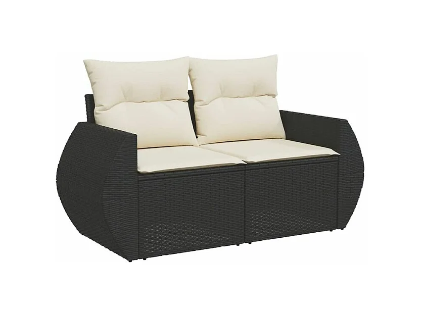 Salon de jardin 5 pcs avec coussins noir résine tressée