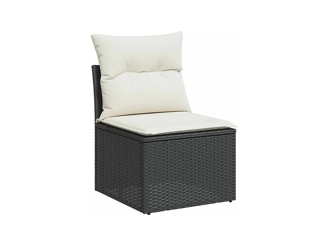 Salon de jardin 5 pcs avec coussins noir résine tressée