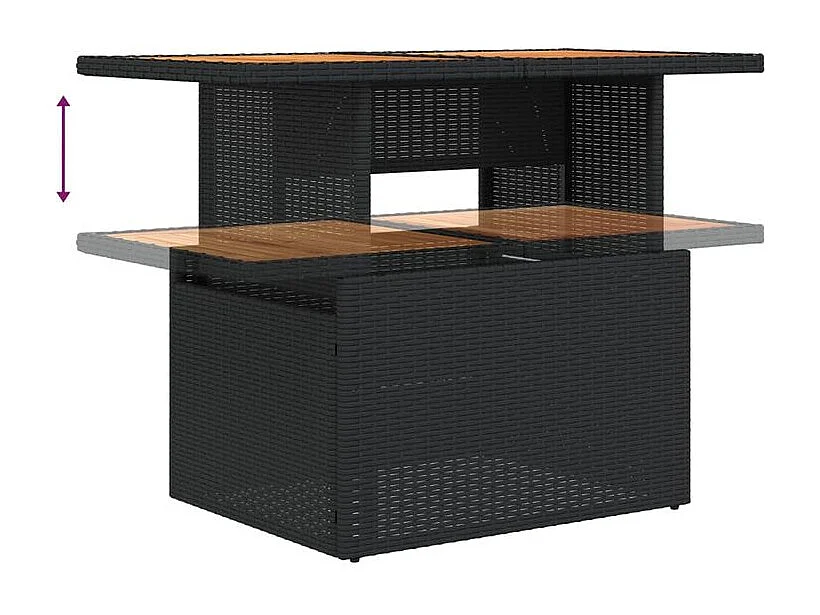 Salon de jardin 5 pcs avec coussins noir résine tressée