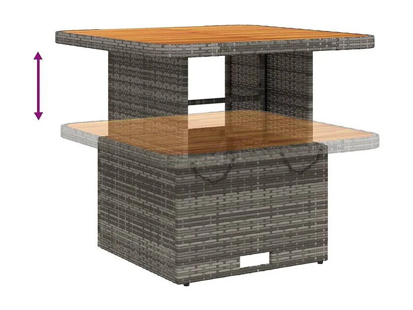 Ensemble à manger de jardin 3 pcs coussins gris résine tressée