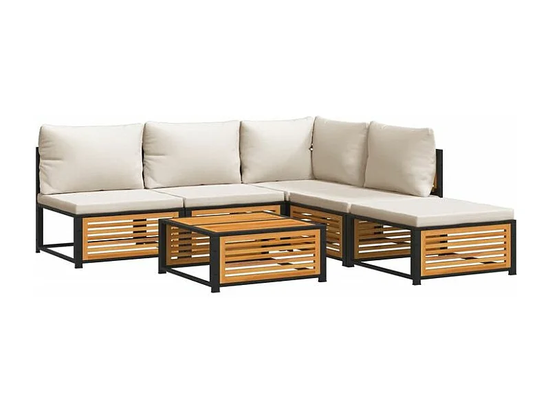 Salon de jardin avec coussins 6 pcs bois d'acacia solide
