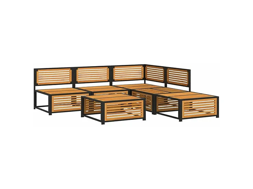 Salon de jardin avec coussins 6 pcs bois d'acacia solide