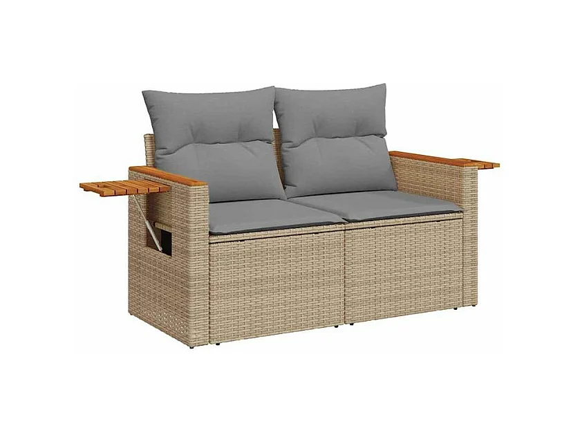 Salon de jardin avec coussins 6 pcs beige résine tressée