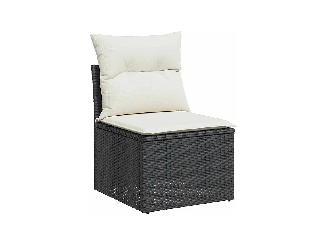 Salon de jardin 10 pcs avec coussins noir résine tressée acacia