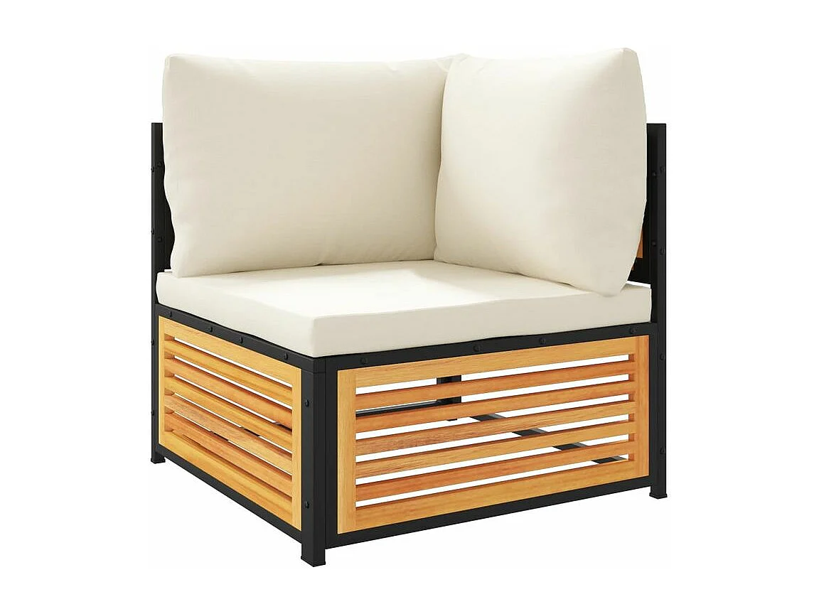 Salon de jardin avec coussins 5 pcs Bois d'acacia solide