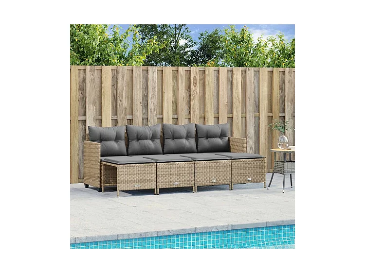 Salon de jardin avec coussins 5 pcs beige résine tressée