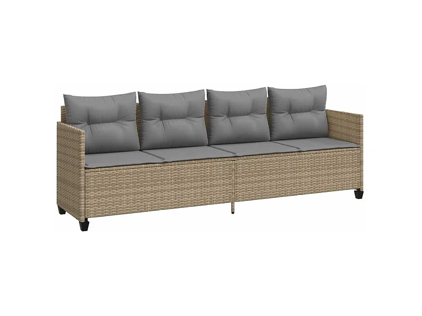 Salon de jardin avec coussins 5 pcs beige résine tressée