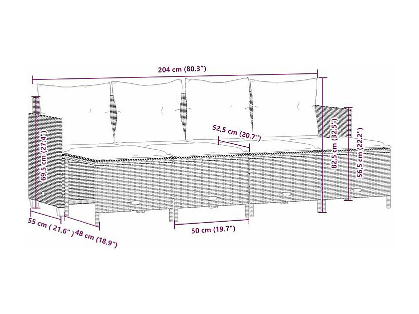 Salon de jardin avec coussins 5 pcs beige résine tressée