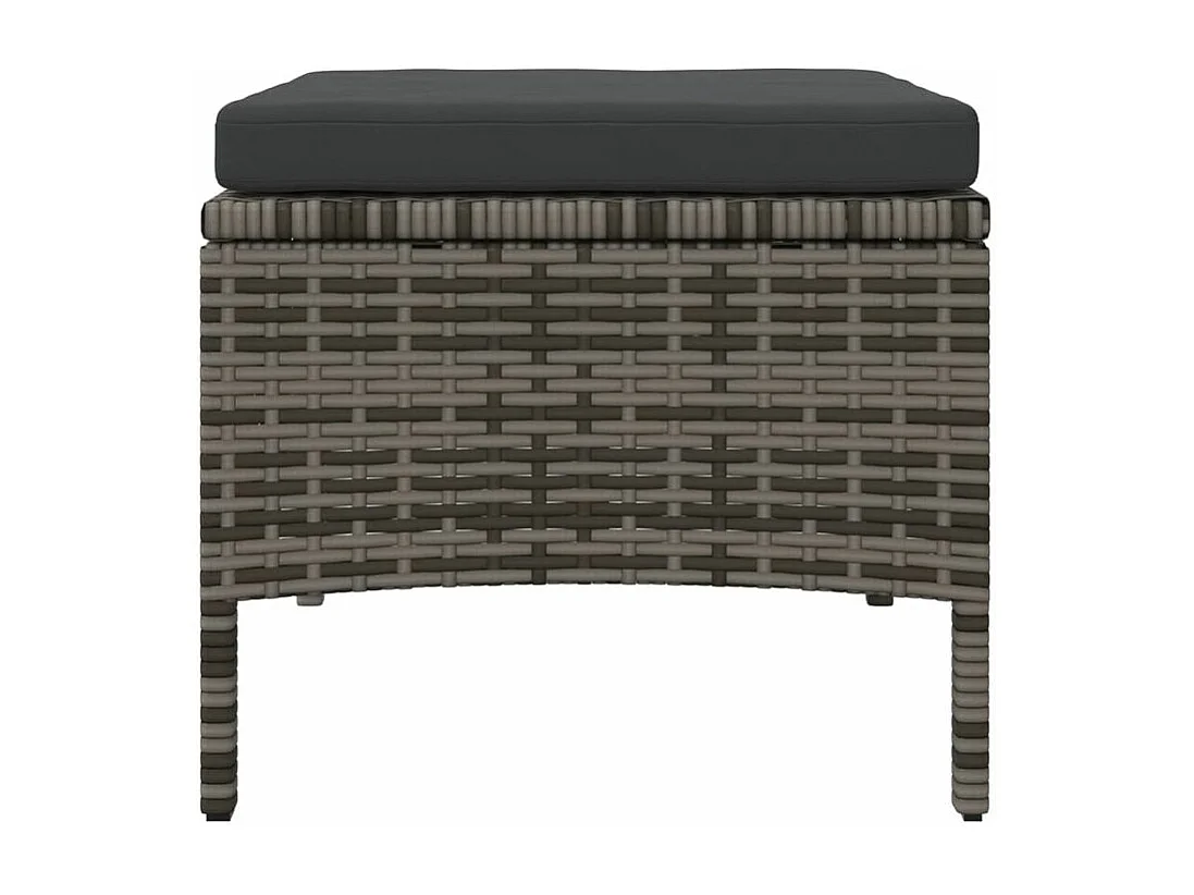 Canapé de jardin 2 places avec table et tabourets gris rotin