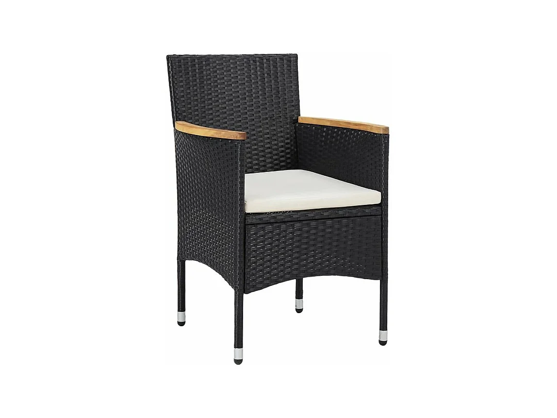 Mobilier à dîner de jardin 3 pcs Résine tressée Noir