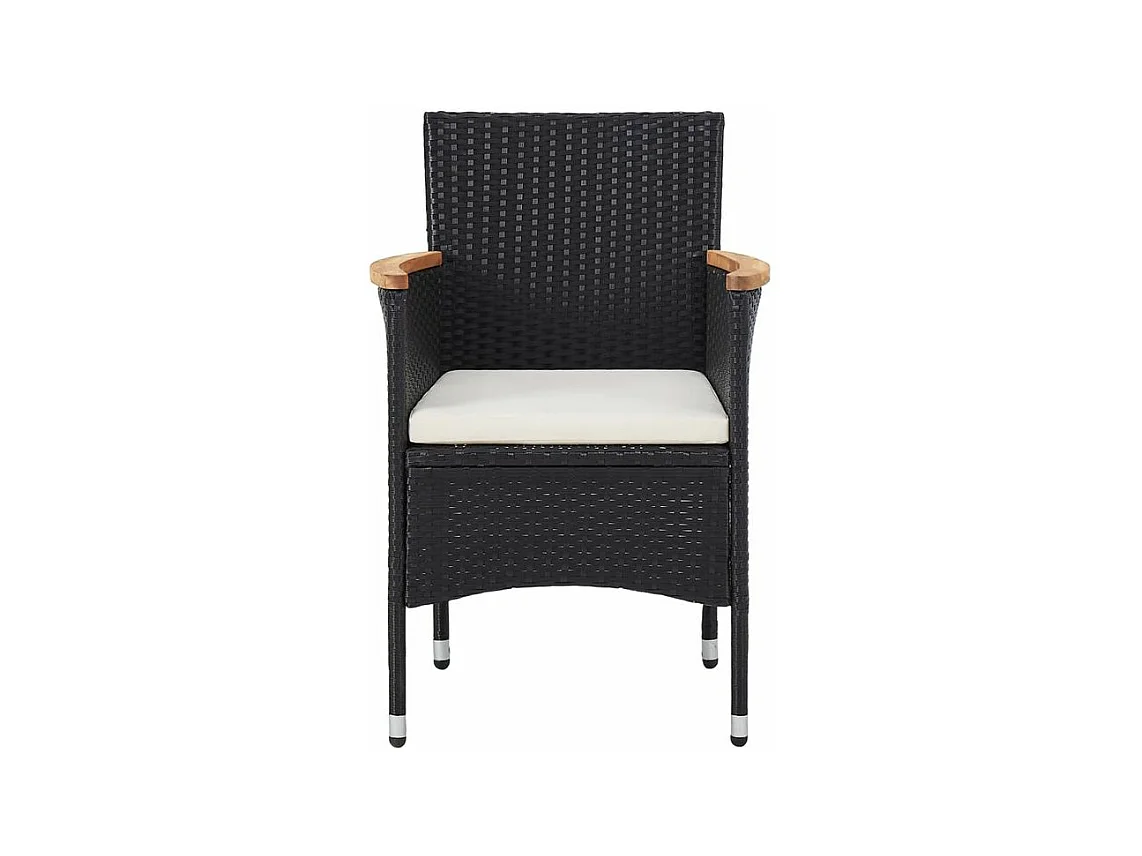 Mobilier à dîner de jardin 3 pcs Résine tressée Noir