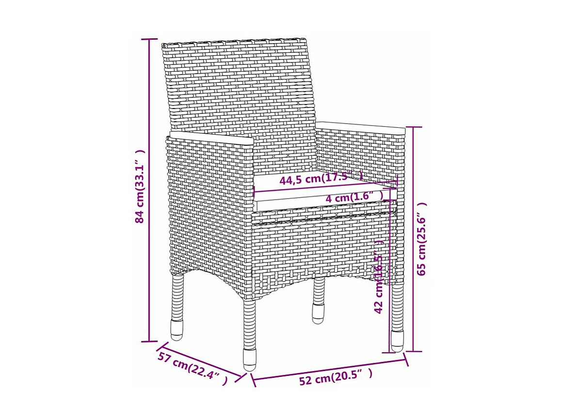 Mobilier à dîner de jardin 3 pcs Résine tressée Noir