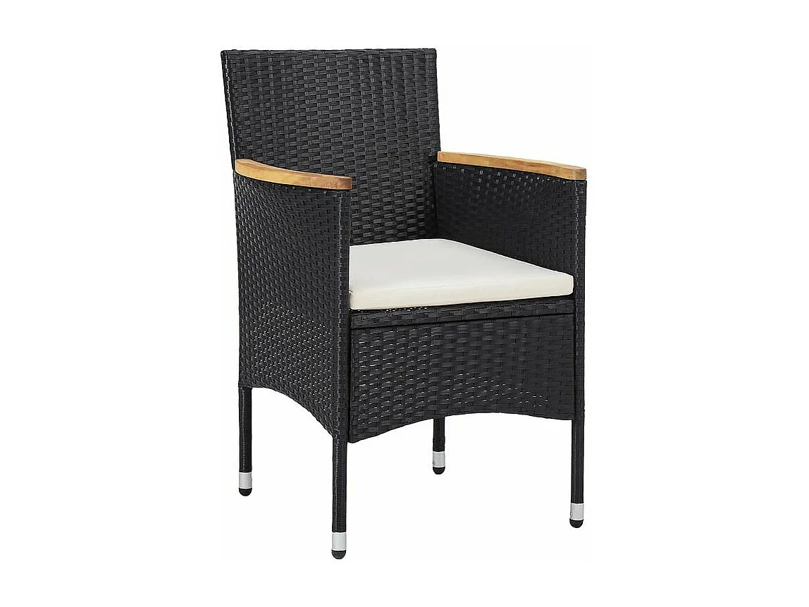Mobilier à dîner de jardin 3 pcs Résine tressée Noir