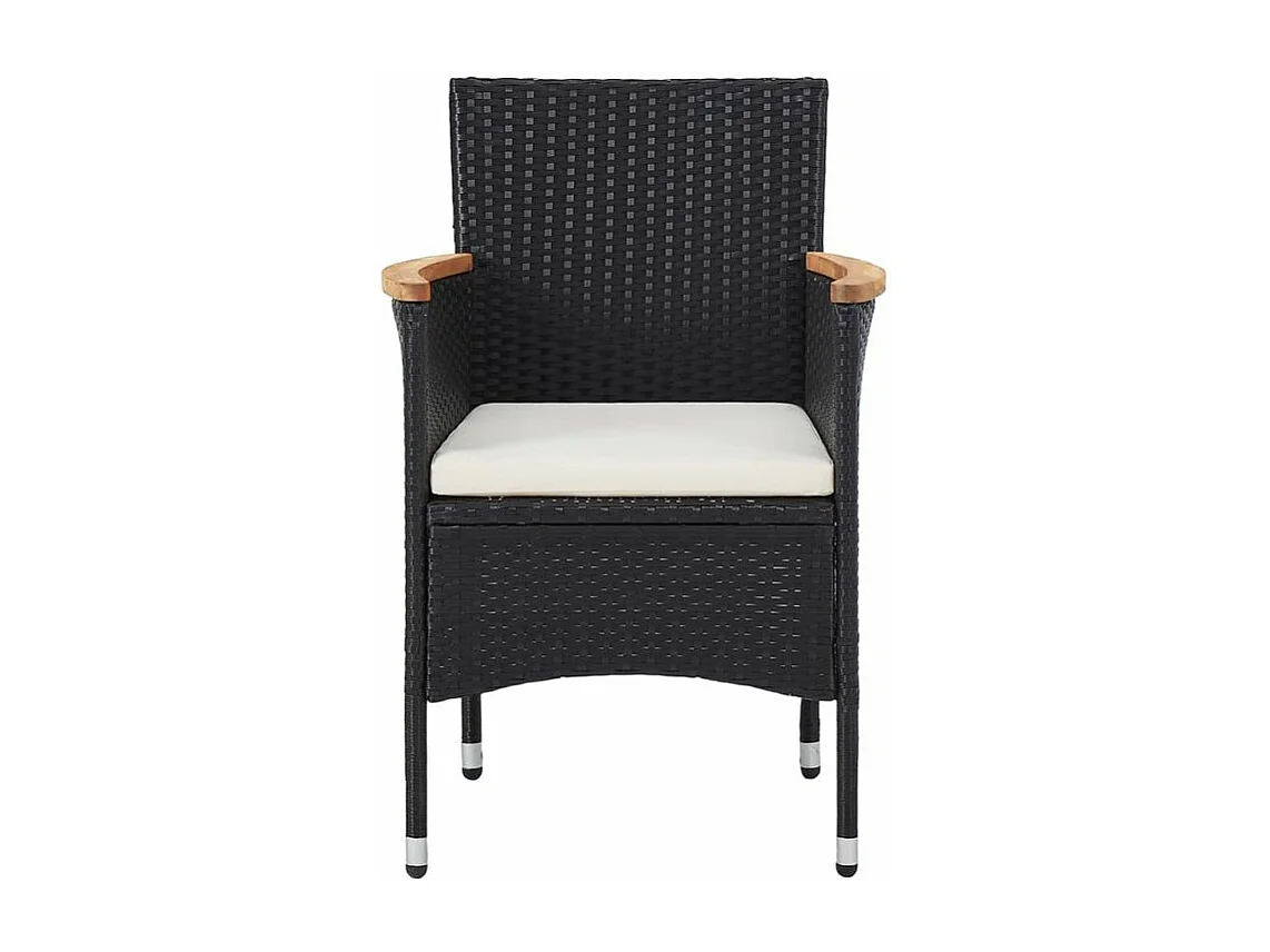 Mobilier à dîner de jardin 3 pcs Résine tressée Noir