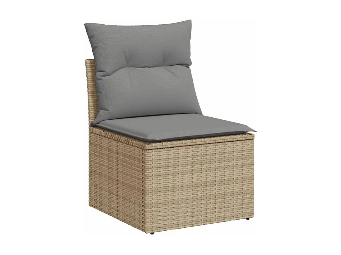 Salon de jardin avec coussins 6 pcs beige résine tressée