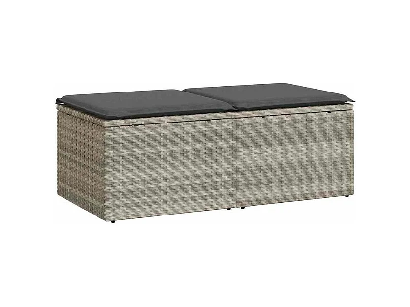 Salon de jardin 2 pcs avec coussins gris clair polyrotin acacia