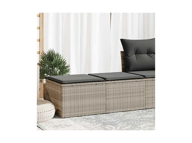 Salon de jardin 2 pcs avec coussins gris clair polyrotin acacia