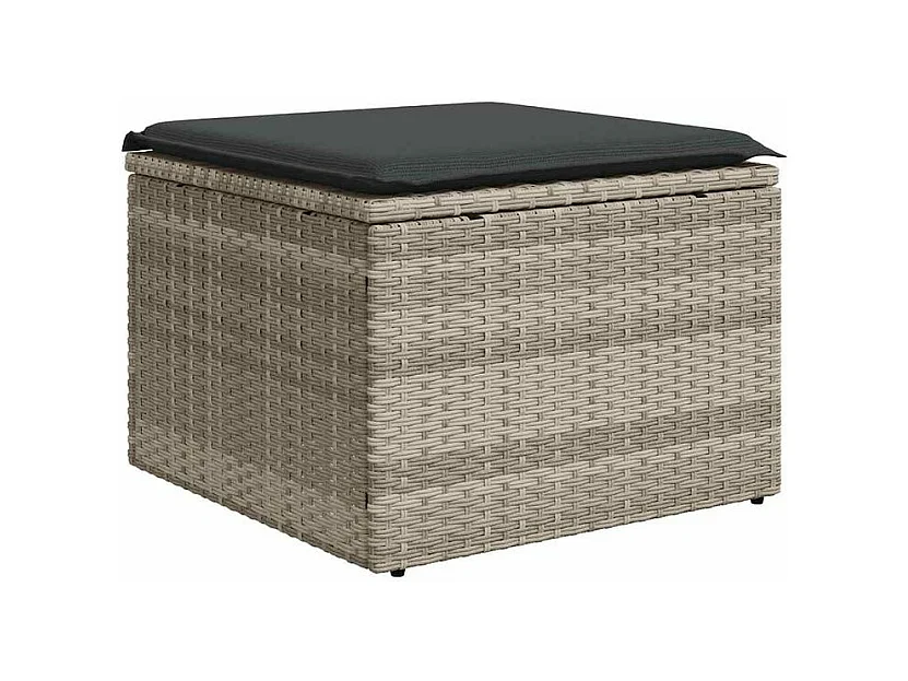 Salon de jardin 2 pcs avec coussins gris clair polyrotin acacia