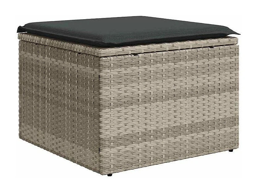 Salon de jardin 2 pcs avec coussins gris clair polyrotin acacia