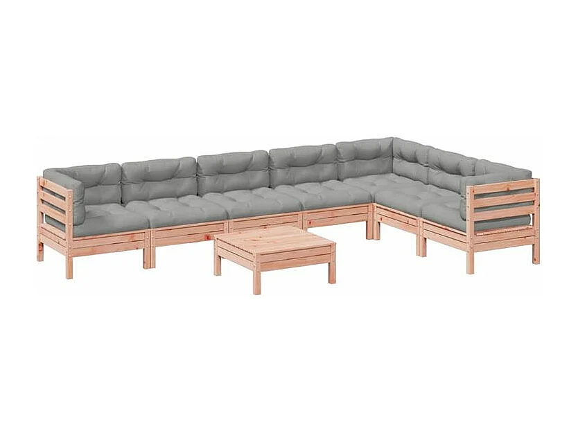 Salon de jardin 8 pcs avec coussins sapin douglas solide