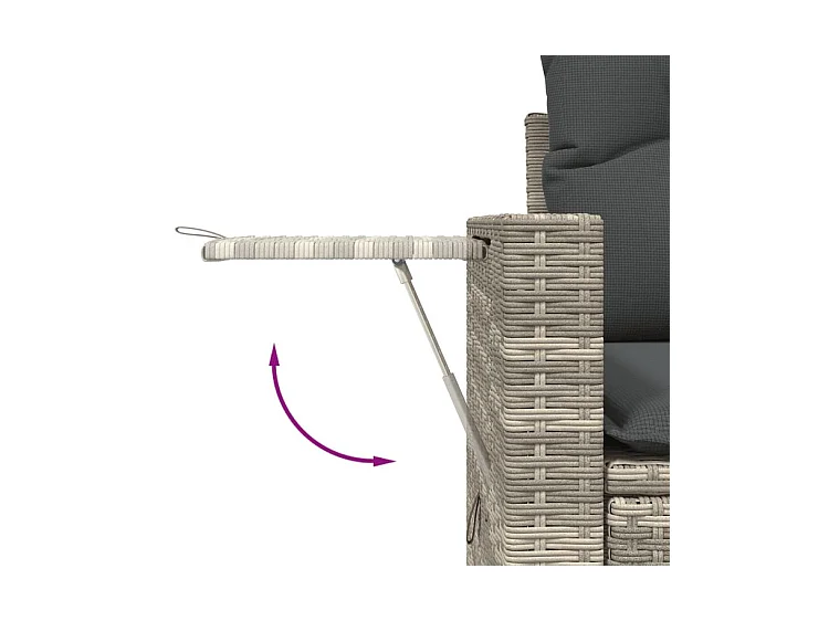 Salon de jardin avec coussins 10 pcs gris clair résine tressée