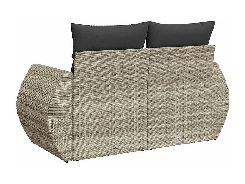 Canapé de jardin 2 places et coussins gris clair résine tressée