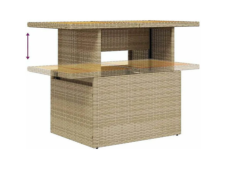 Salon de jardin avec coussins 10pcs beige résine tressée acacia