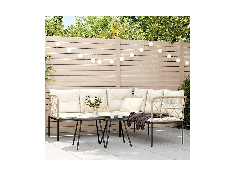 Ensemble de canapés de jardin et coussins noir acier textilène