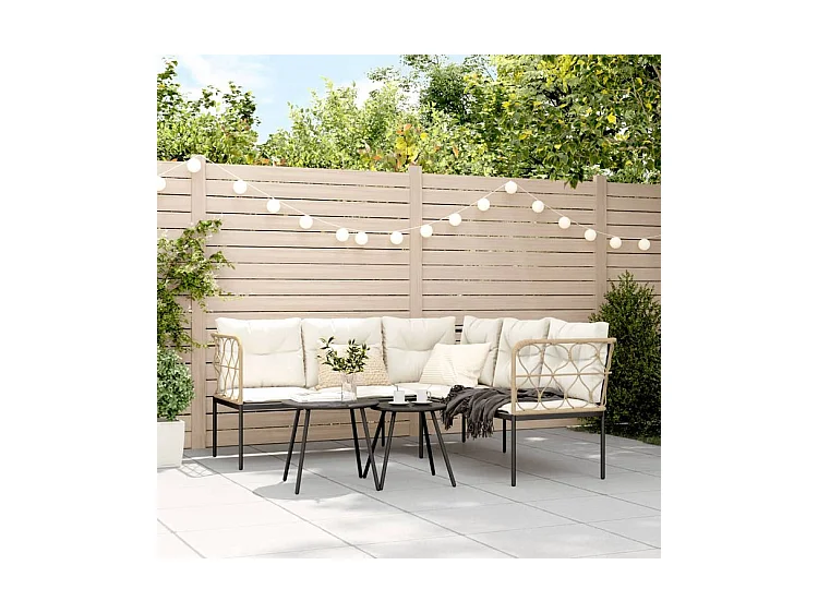 Ensemble de canapés de jardin et coussins noir acier textilène