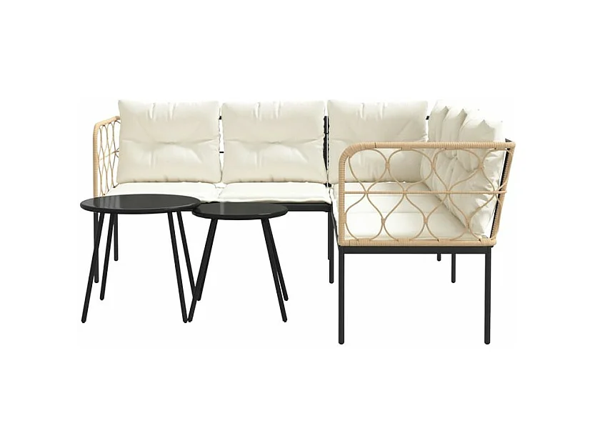 Ensemble de canapés de jardin et coussins noir acier textilène