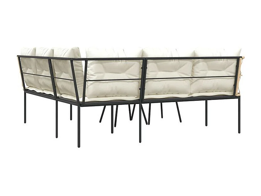 Ensemble de canapés de jardin et coussins noir acier textilène