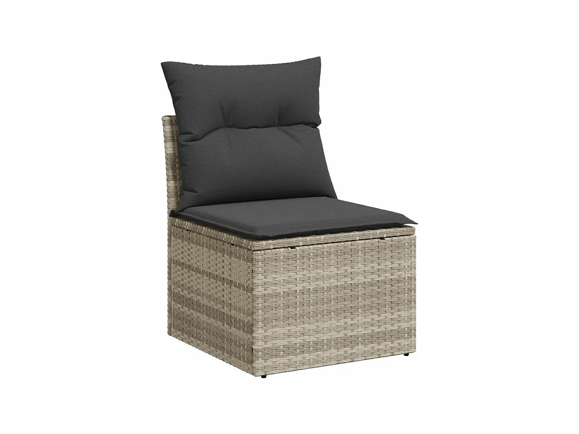 Salon de jardin 5 pcs avec coussins gris clair résine tressée